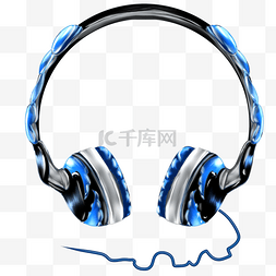 蓝色带花纹图片_带花纹立体头戴式耳机