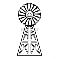 塔平面图片_风力发电机轮廓轮廓线图标黑色矢