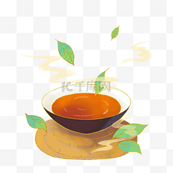 嫩绿的茶叶图片_国风茶叶茶杯