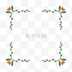 中国山水简笔图片_中式复古印花藤蔓植物方框对话框