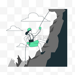 羽绒大绒朵图片_爬山运动概念插画户外攀岩运动的