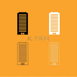 政府标志图片_建筑设置黑色和白色图标。