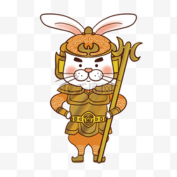 卡通动物背景小兔子图片_七福神毗沙门天卡通风格兔子造型