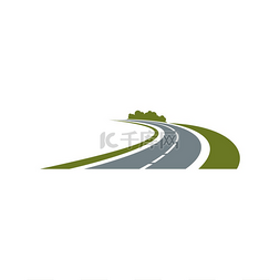 交通运输臂章图片_空旷的公路与绿色路边孤立的高速