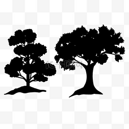 树剪影图片_树木剪影两株树