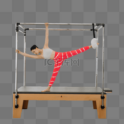 美女健身图片_普拉提一个人在器材上做动作