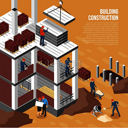 建筑工人的工具图片_等距生成器建筑师背景组合与正在