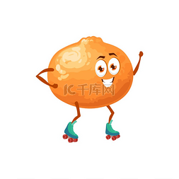 滑冰孩子图片_橙色水果卡通人物骑在旱冰鞋或刀