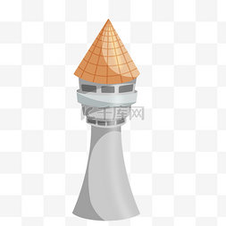 塔剪贴画橘色圆锥屋顶