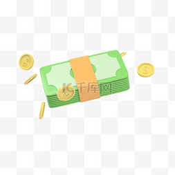 单张纸币图片_3D立体金融钱