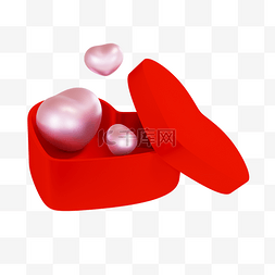 3D建模立体爱心礼盒红色盒子