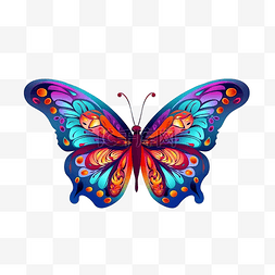 双腿张开的图片_彩色手绘卡通扁平动物蝴蝶