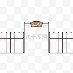 大门和厕所图片_矢量扁平动物园大门栅栏