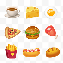 薯条汉堡图片_快餐饮食美食图标套图