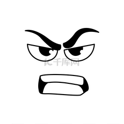 漫画愤怒的表情图片_愤怒的笑脸表情符号，卡通线表情
