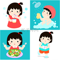 强生婴儿logo图片_女孩卡通矢量的日常健康生活