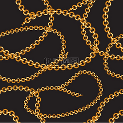 黄色交织图片_与金链的无缝模式。