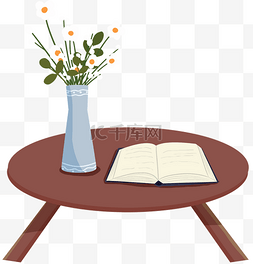桌子花瓶书籍