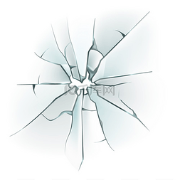 玻璃弹孔图片_透明的撞击裂缝逼真的碎玻璃弹孔