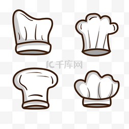 卡通白色描边厨师帽剪贴画