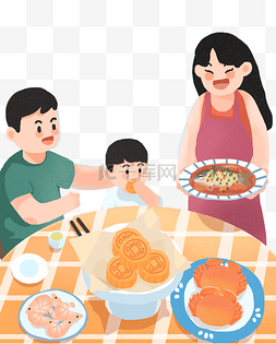 中秋节节日家人吃饭