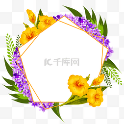 紫色风信子图片_水彩紫色风信子百合花卉边框