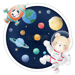 可爱行星图片_空间图上有兔子的可爱小兔子