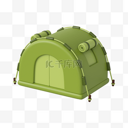 绿色帐篷png图片_C4D立体旅行小装饰绿色帐篷