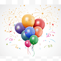 五彩气球与烟花的生日