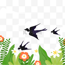 黑色自由燕子春假花卉边框