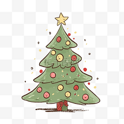 圣诞树扁平卡通免抠图素材