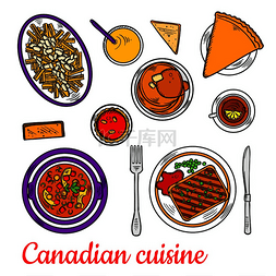传统的加拿大布丁色素描符号配烤