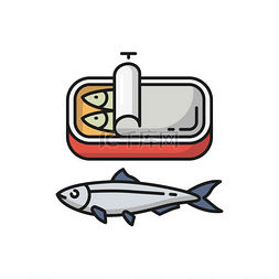 罐头卡通图片_罐头里的沙丁鱼可以孤立的鱼葡萄