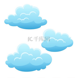 白色卡通云图片_套在白色背景的蓝色云彩。