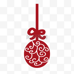 红色圣诞球图片_红色圣诞球创意线条装饰背景