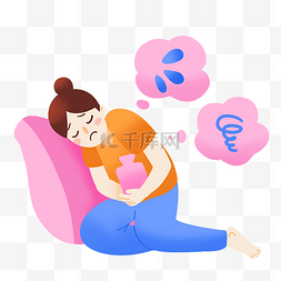 女生捂着肚子不舒服女性健康痛经每逢佳节胖三斤搞笑表情包痛经困扰的