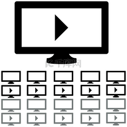 电脑桌面图标图片_黑色和灰色监视不同的形状。黑色