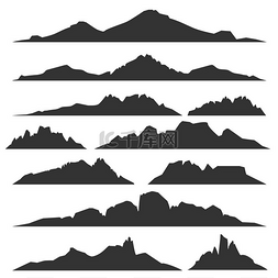 微景观设计图片_山脉轮廓集俯瞰群山的轮廓矢量岩