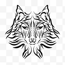 黑白抽象涂鸦狼头装饰艺术狼纹身