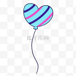 蓝紫色系生日组合爱心条纹气球