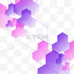 几何幻彩图片_紫色幻彩立体图形商务抽象几何边