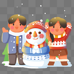 你好十一月祝福雪人玩雪