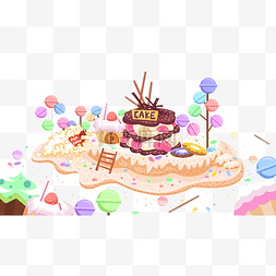 夏季棒棒糖糖果蛋糕盛夏小岛海