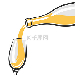 瓶和玻璃的例证用白葡萄酒。