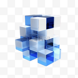3D立体蓝色图标装饰元素方块