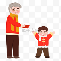 孩子过年图片_春节新年拜年长辈给红包人物