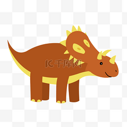 恐龙剪贴画图片_棕黄色卡通犀角龙