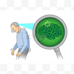 用放大镜检查老年人的大脑内部。