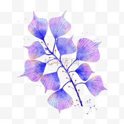 水彩婚礼蓝紫色植物