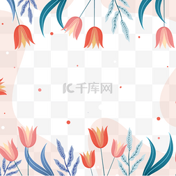 蓝色花卉边框图片_红色郁金香春季花卉边框